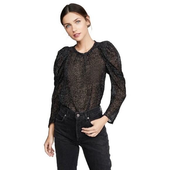 BA&SH Cadia Silk Blend Sheer Long Sleeve Blouse Black | XS - Picture 15 of 16
